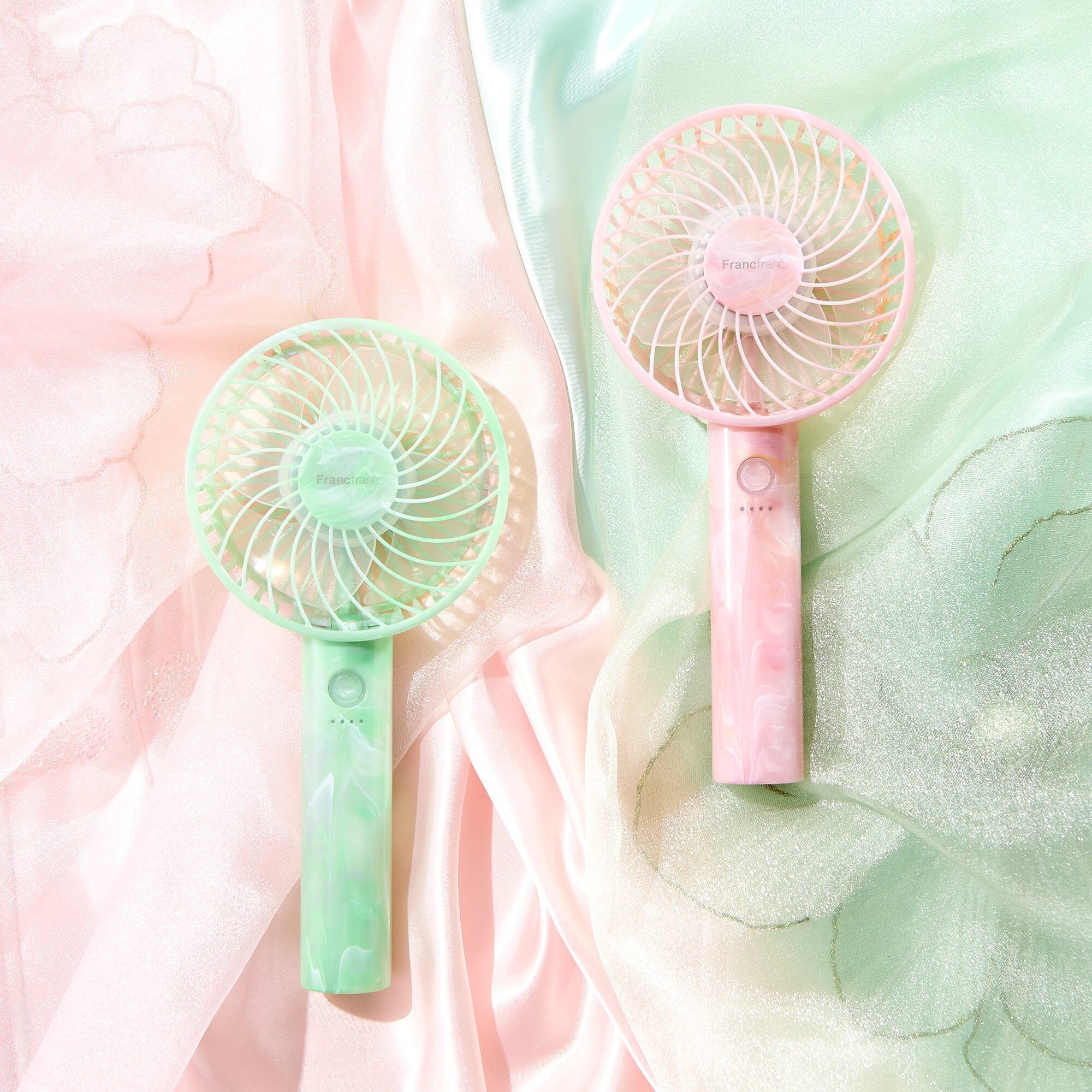 Frais Handy Fan Sheer Marble Pink