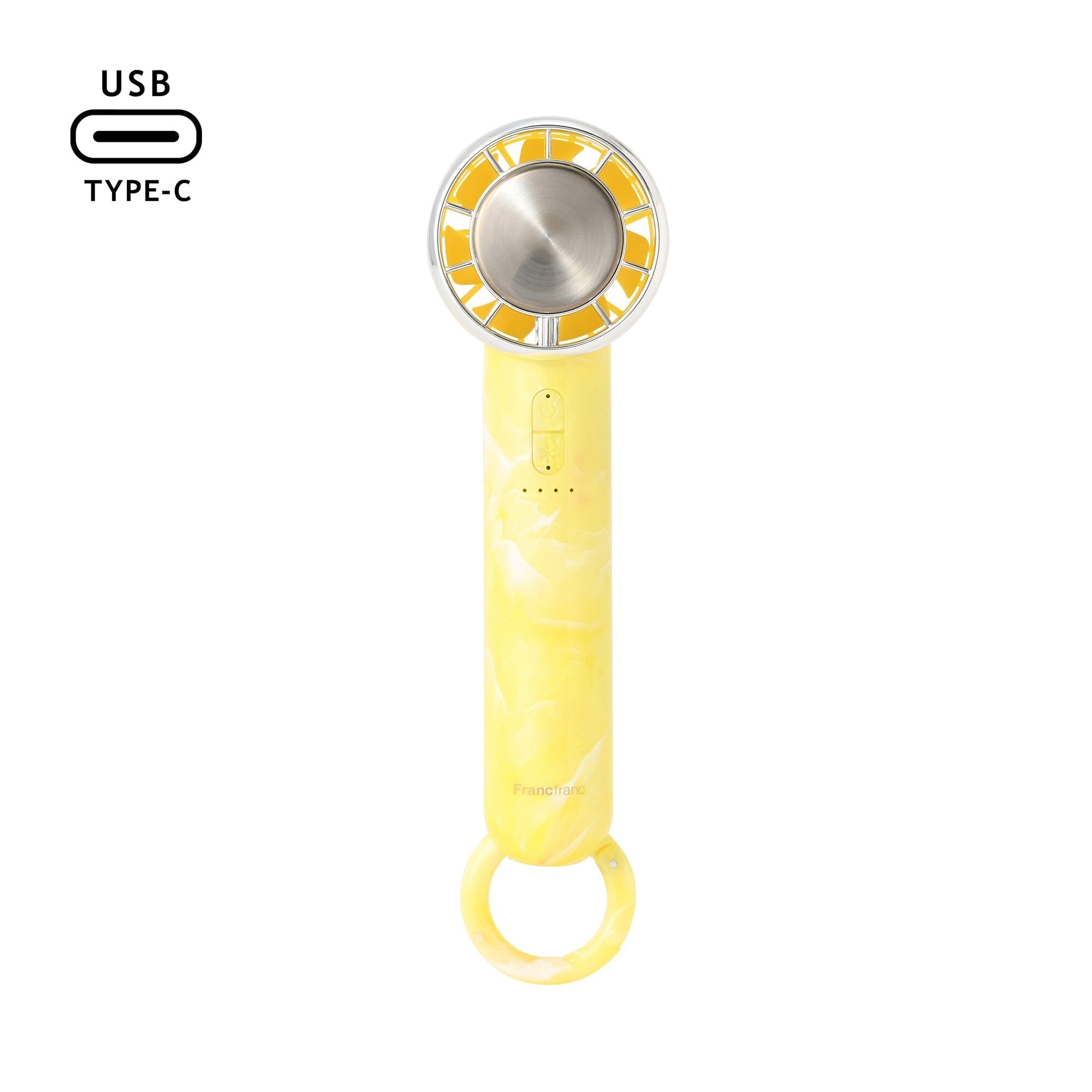 Frais Ice Plate Handy Fan Sheer Marble Yellow