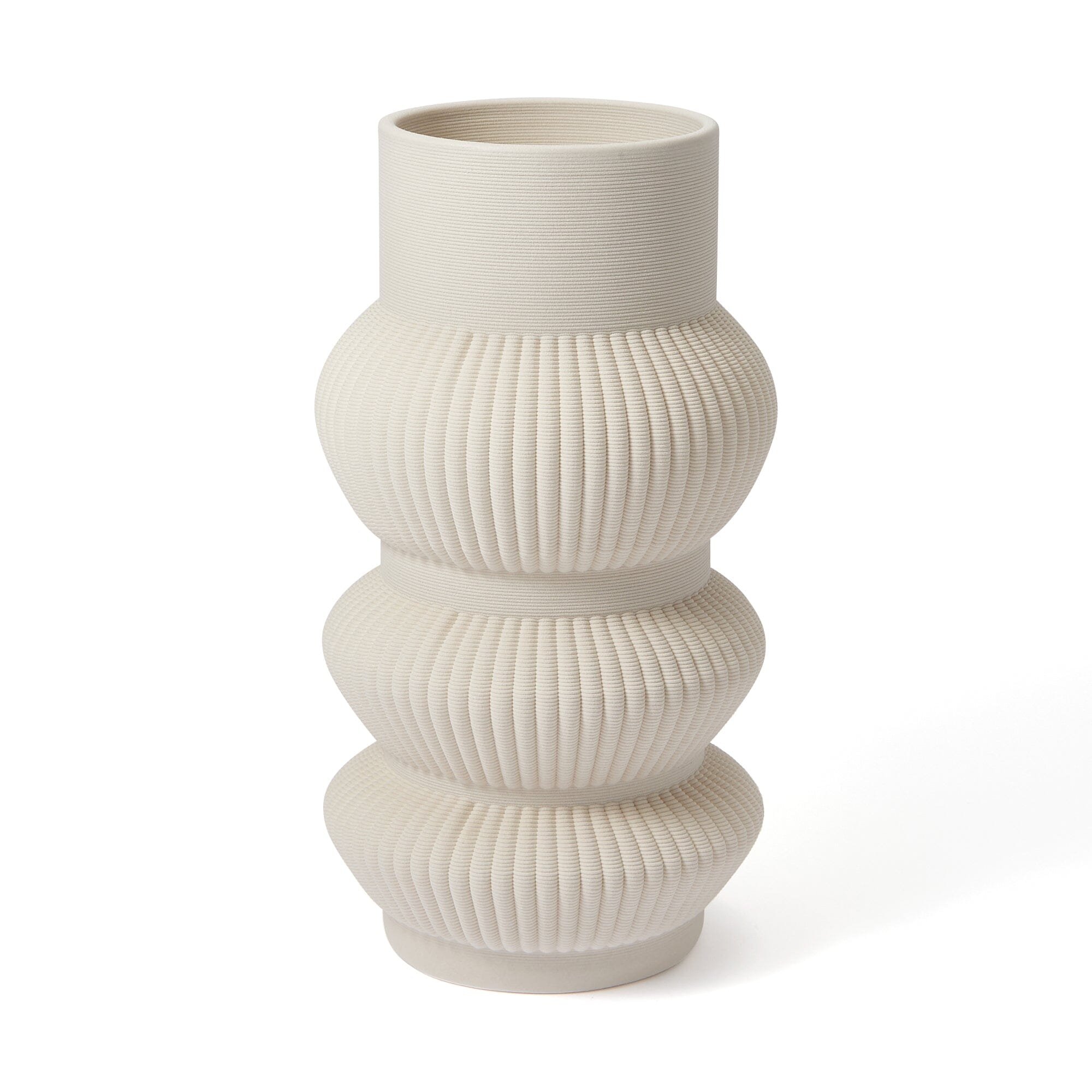 Ceramic 3D Flower Vase Large Ivory