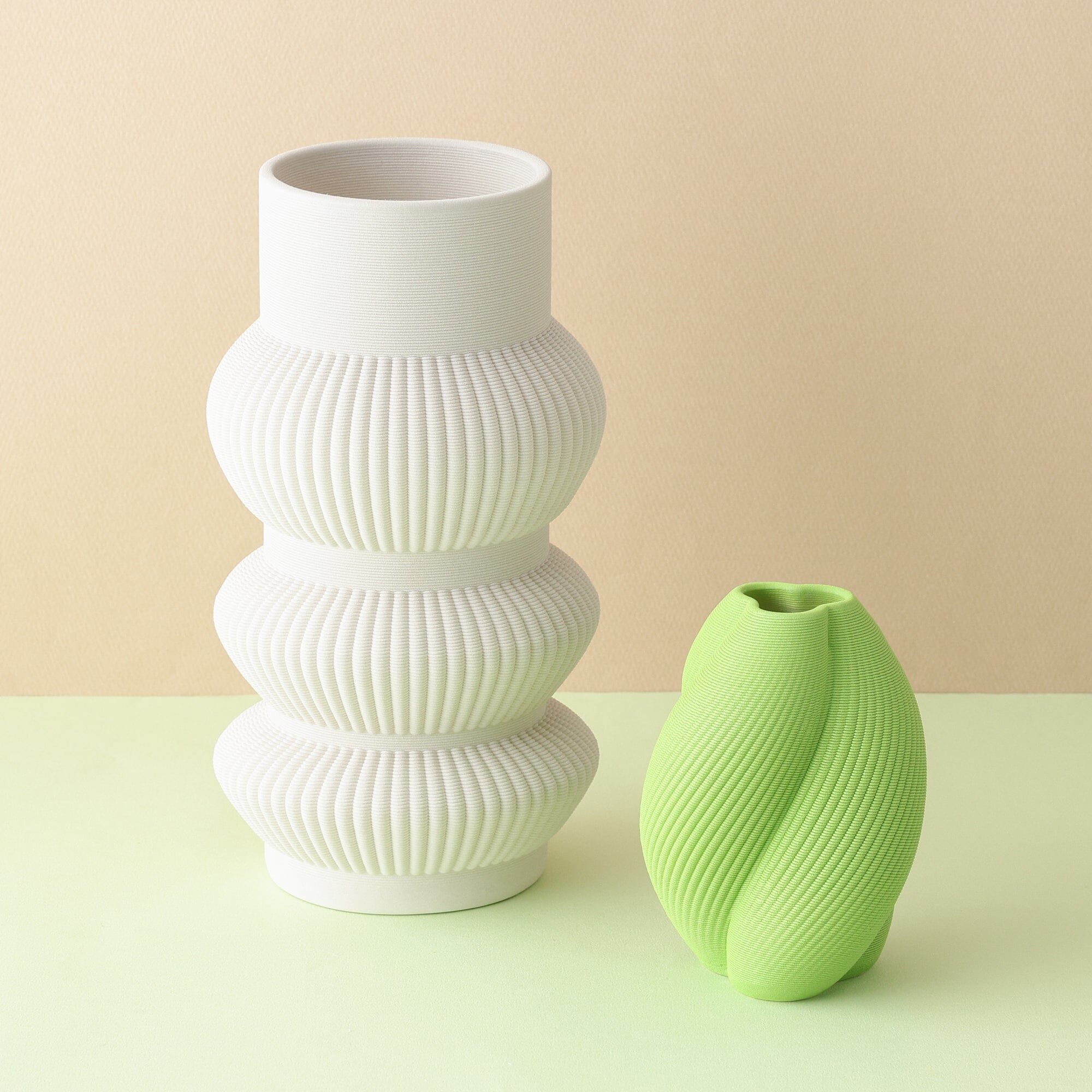 Ceramic 3D Flower Vase Large Ivory