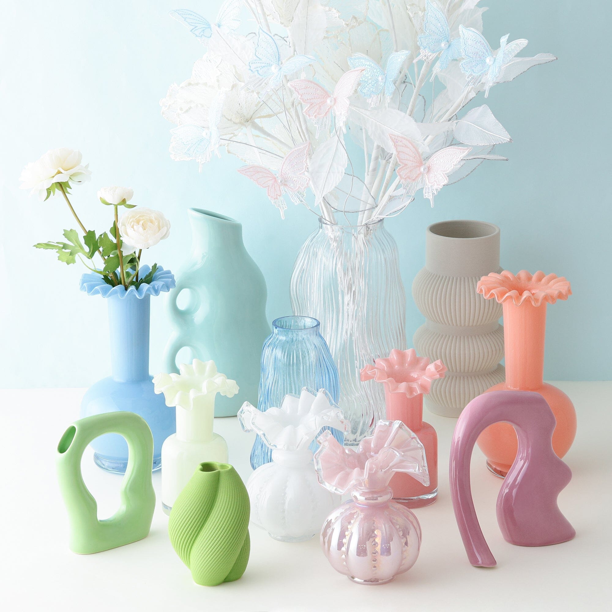 Ceramic 3D Flower Vase Large Ivory