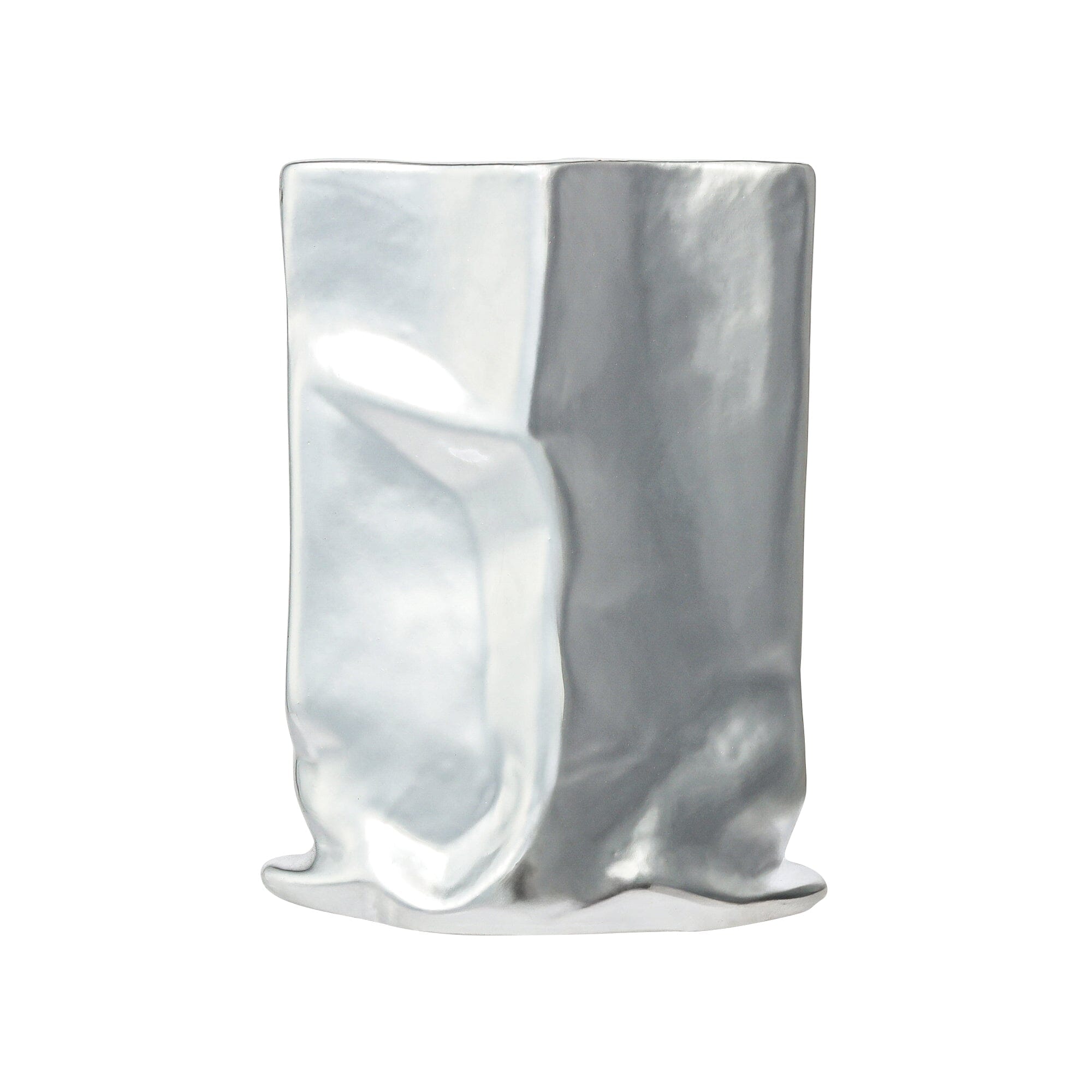 Ceramic Bag Flower Vase Small Silver