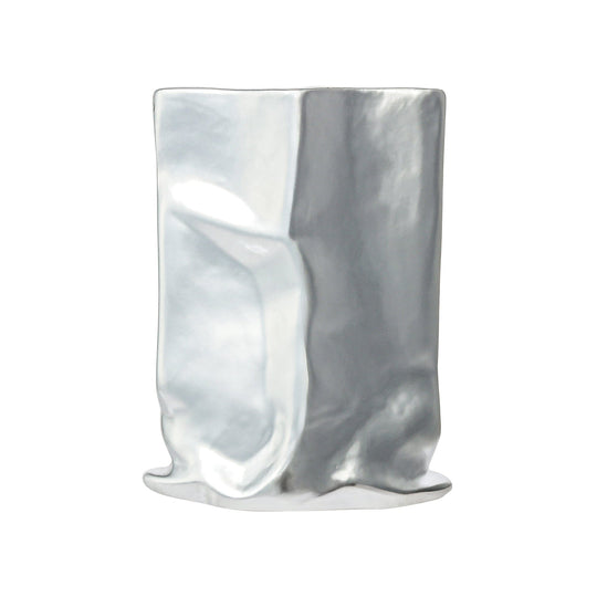 Ceramic Bag Flower Vase Small Silver