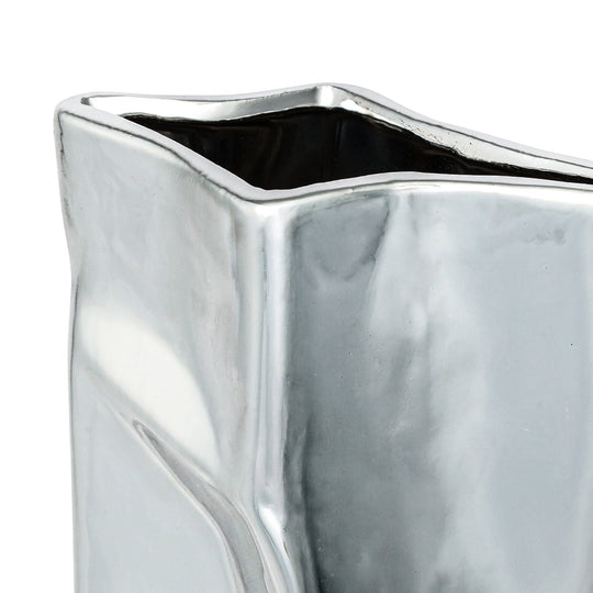 Ceramic Bag Flower Vase Small Silver
