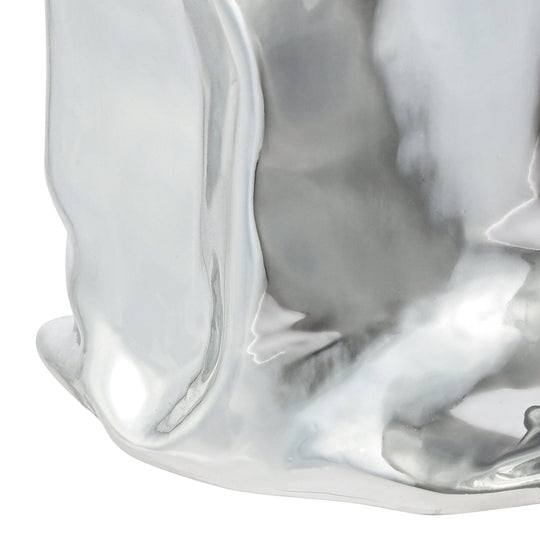 Ceramic Bag Flower Vase Small Silver