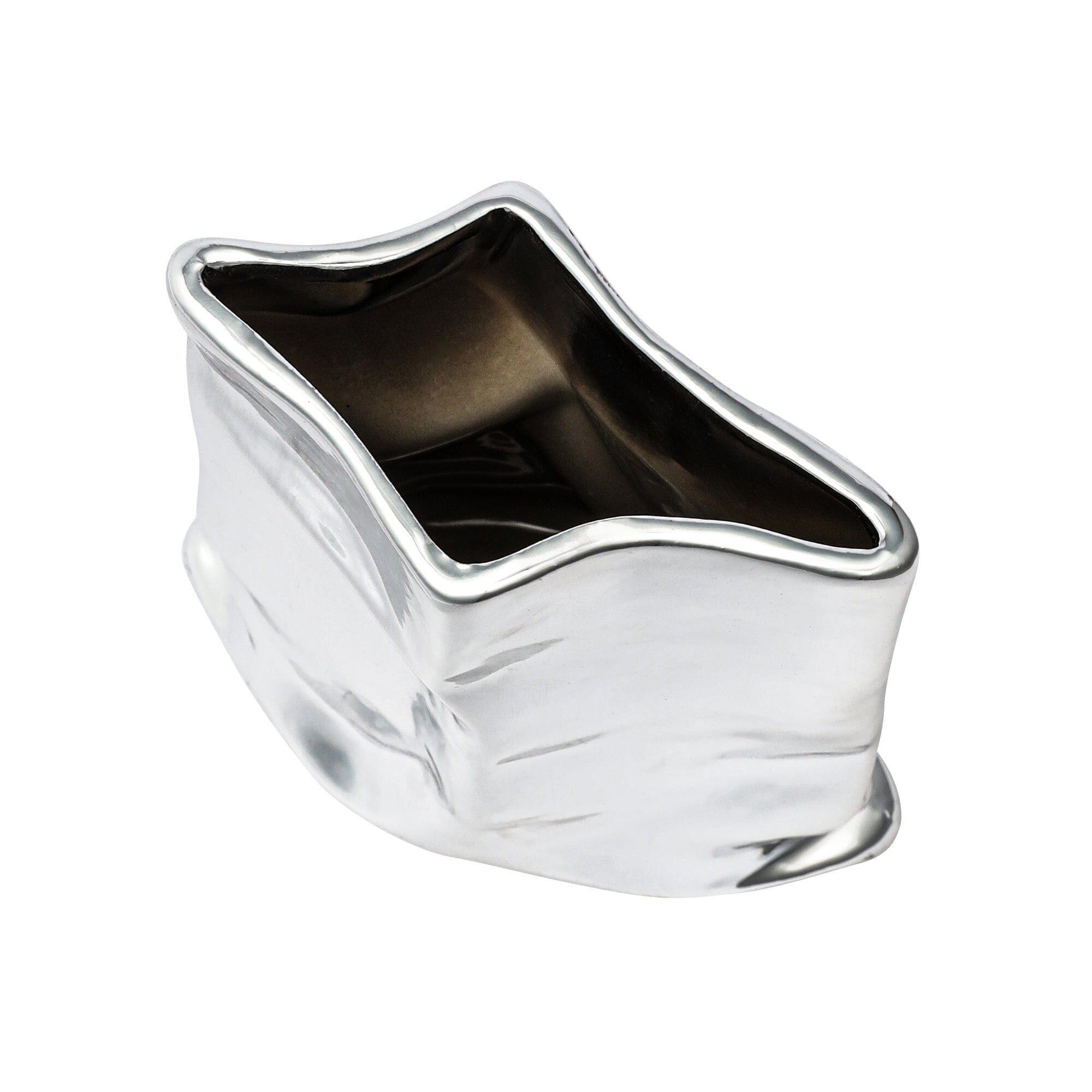 Ceramic Bag Flower Vase Small Silver