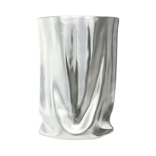 Ceramic Bag Flower Vase Medium Silver