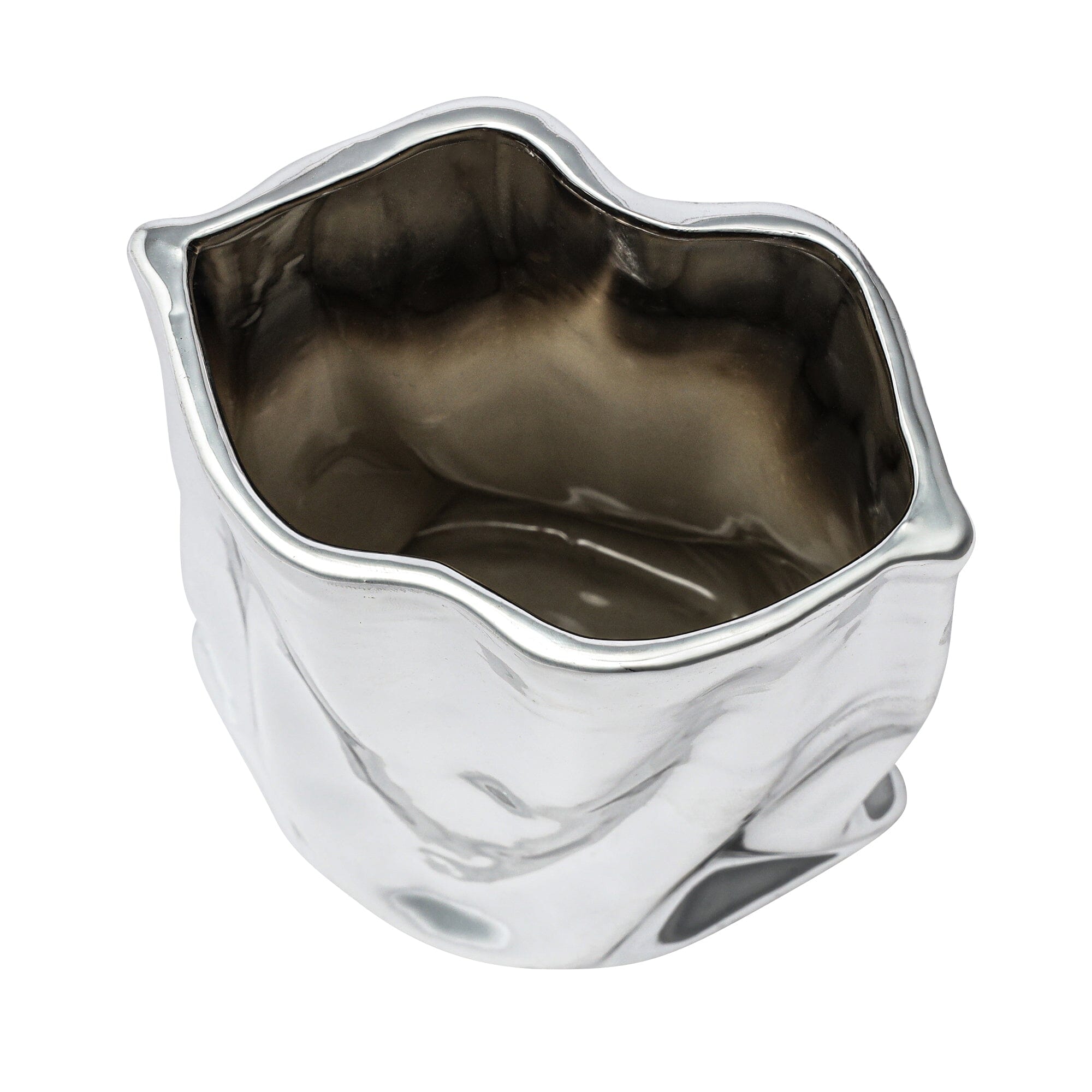 Ceramic Bag Flower Vase Medium Silver
