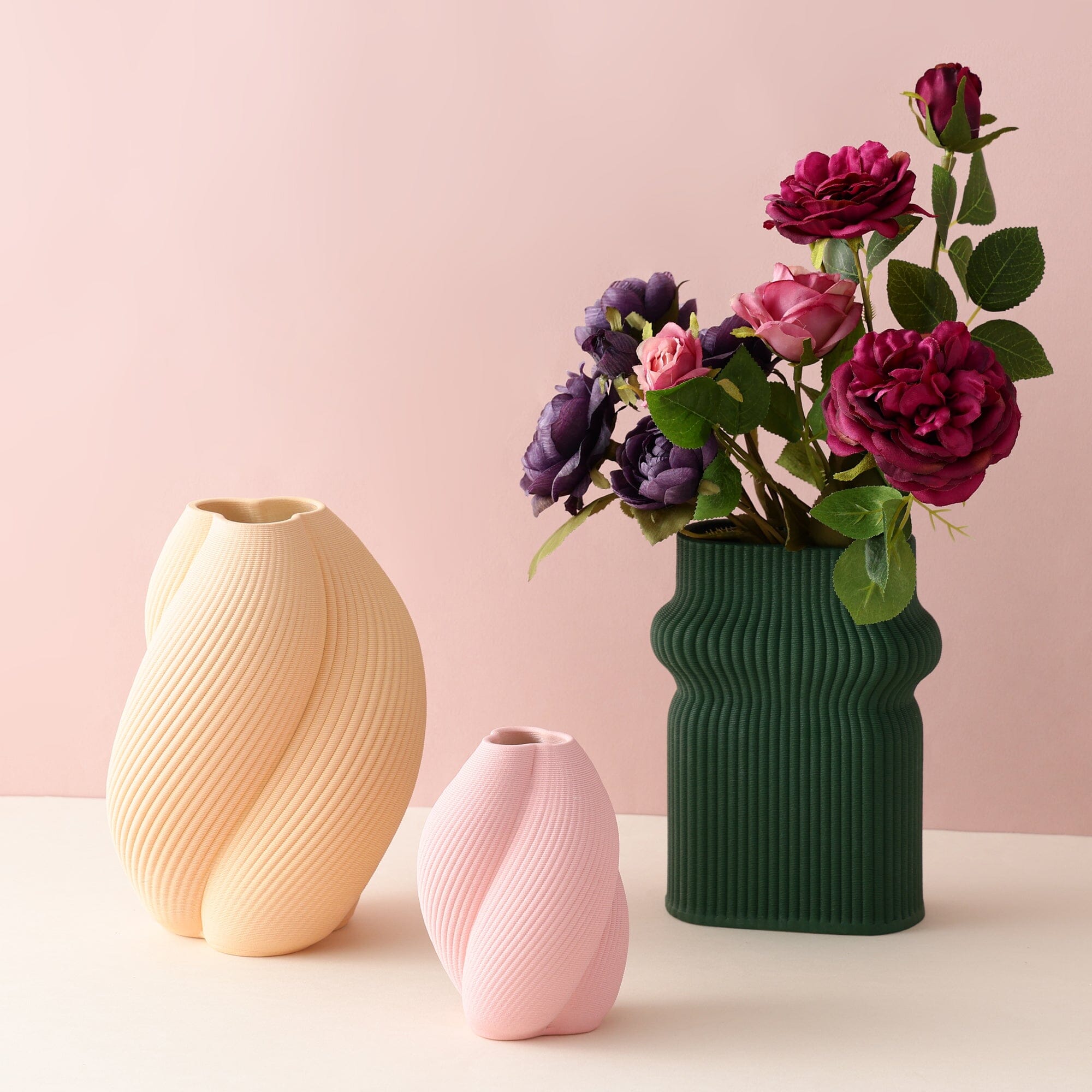 Ceramic 3D Flower Vase Small Pink