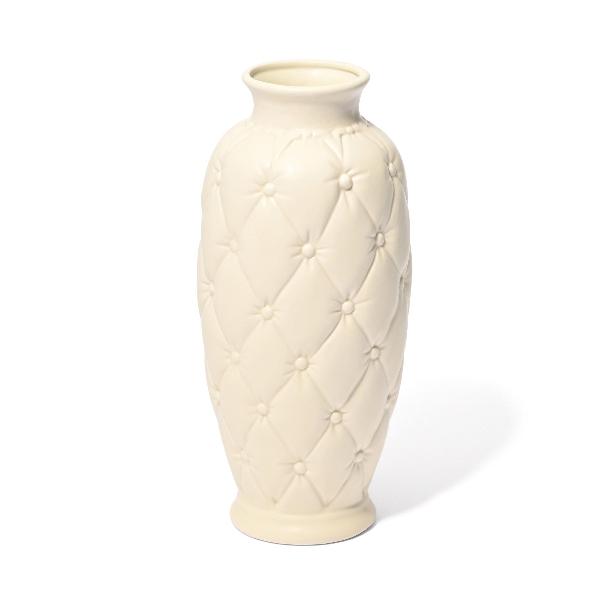 Ceramic Quilt Flower Vase Medium Ivory