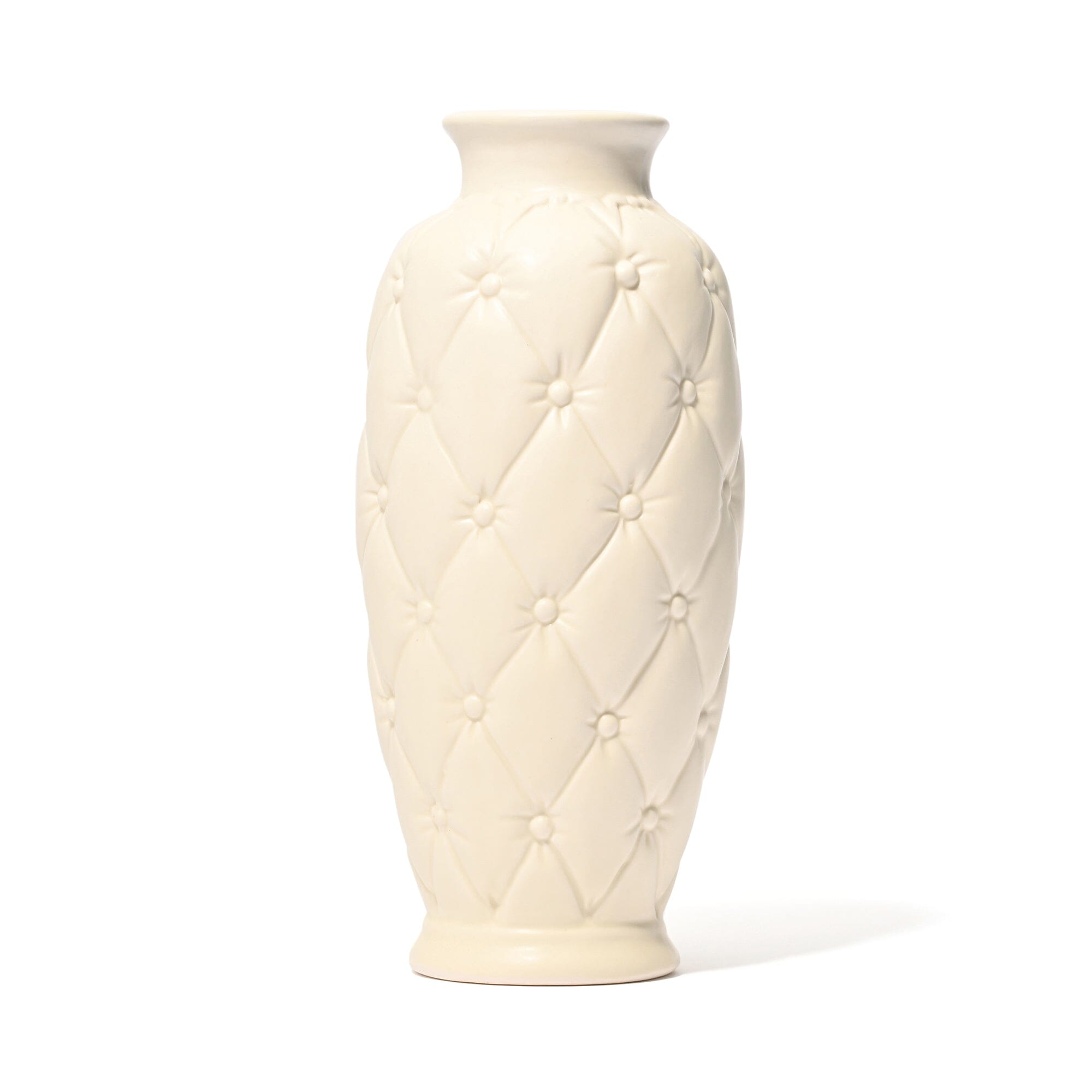 Ceramic Quilt Flower Vase Medium Ivory