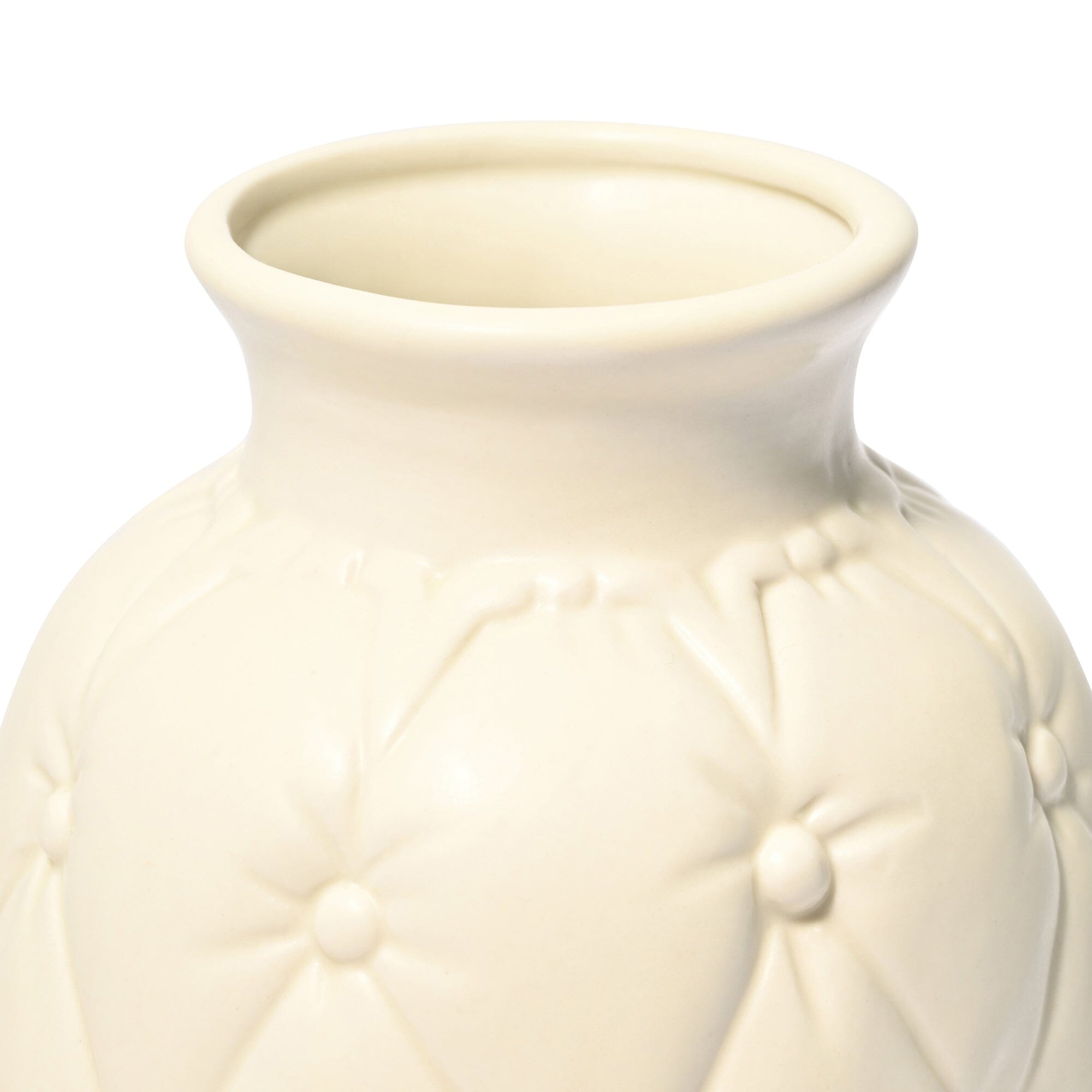 Ceramic Quilt Flower Vase Medium Ivory