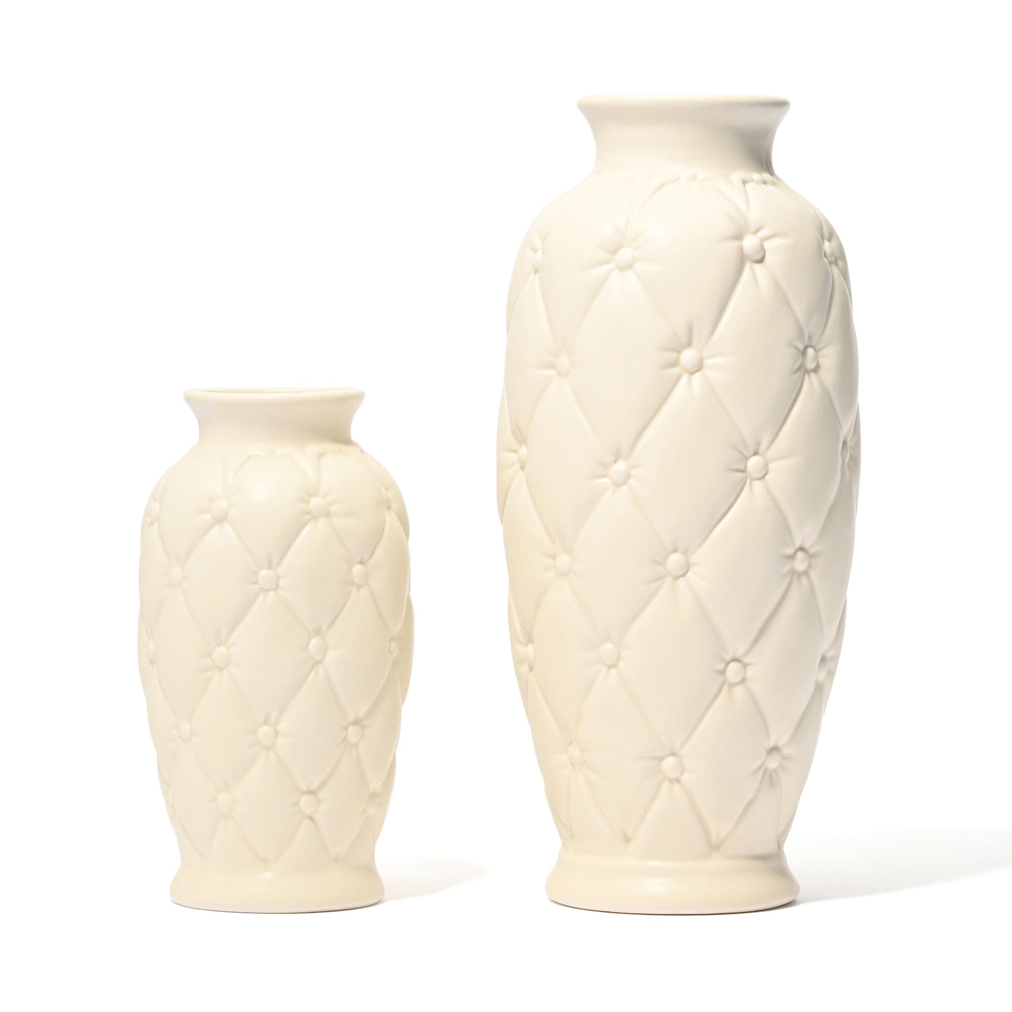 Ceramic Quilt Flower Vase Medium Ivory