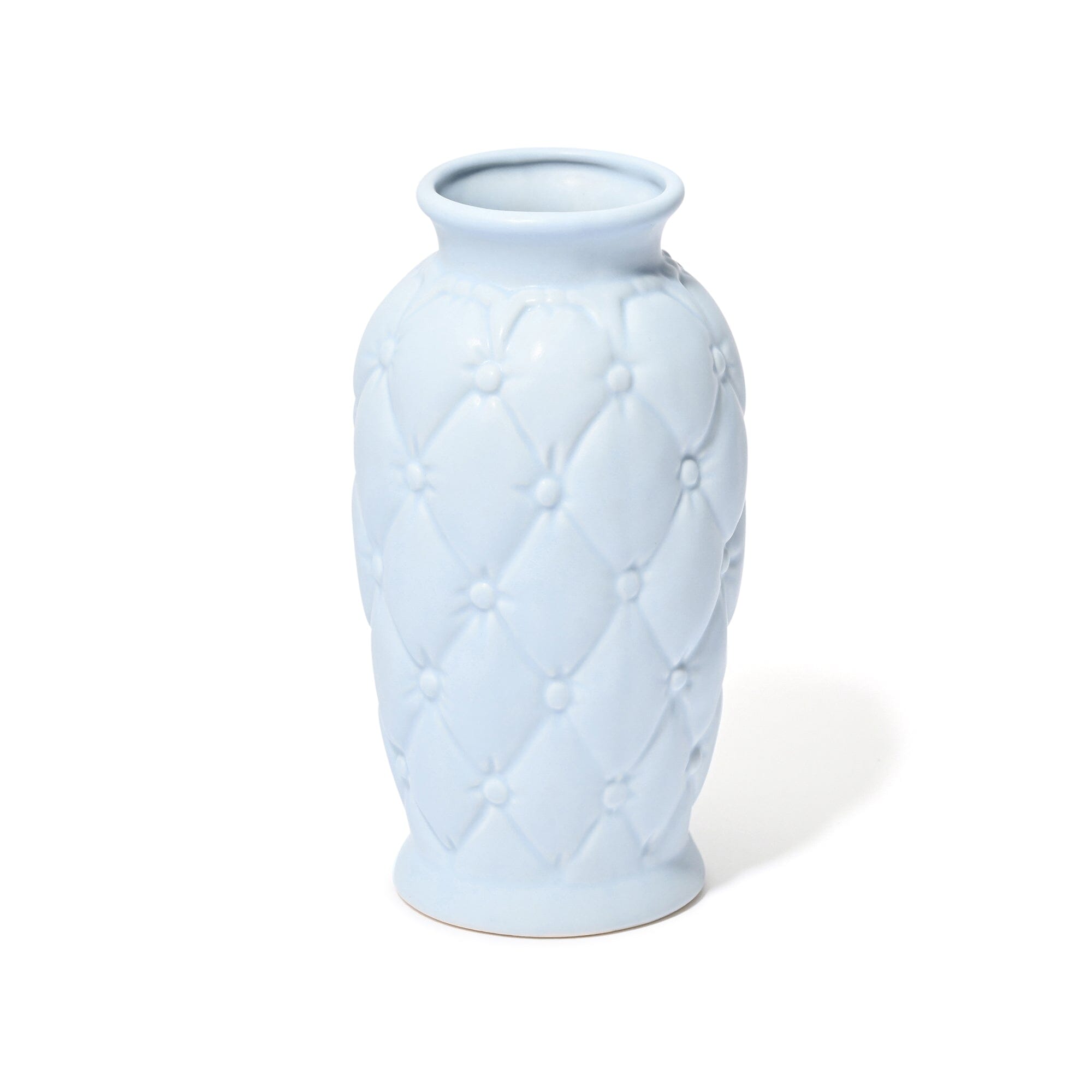 Ceramic Quilt Flower Vase Small Light Blue