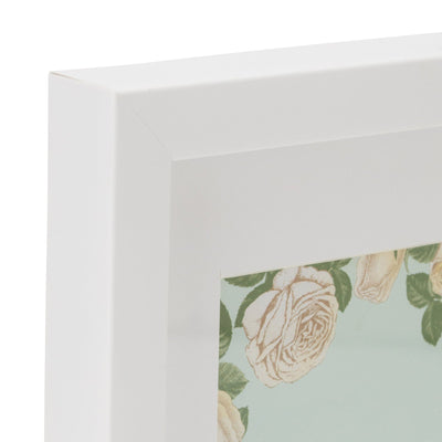 Flower Photo Frame With Clock White