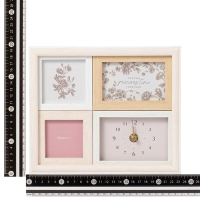 Natural Photo Frame With Clock White