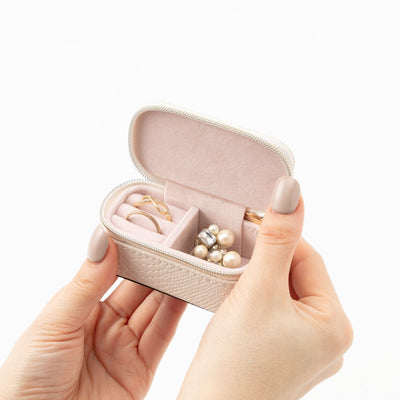 Embroidery Mini Travel Jewelry Box  Ivory