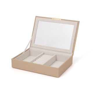 Stacking Jewelry Box with Display Lid Beige