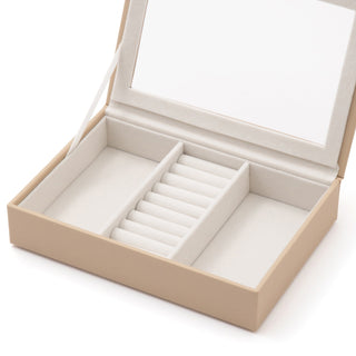 Stacking Jewelry Box with Display Lid Beige