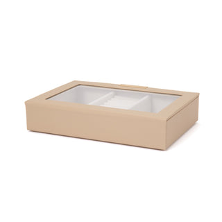 Stacking Jewelry Box with Display Lid Beige