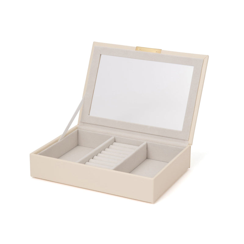 Stacking Jewelry Box with Display Lid White