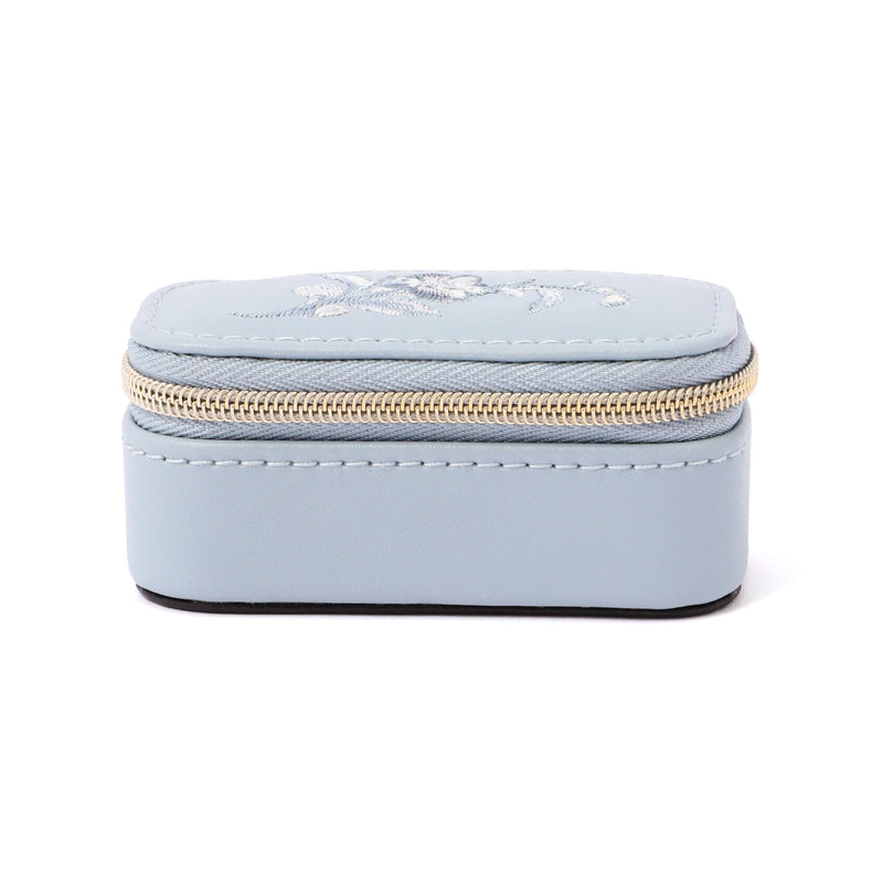 Embroidery Flower Mini Travel Jewelry Box, Blue