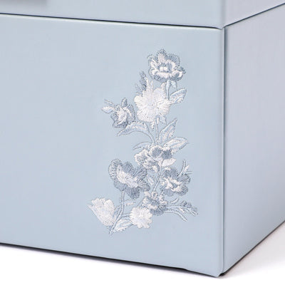 Embroidery Flower Jewelry Box Large Blue