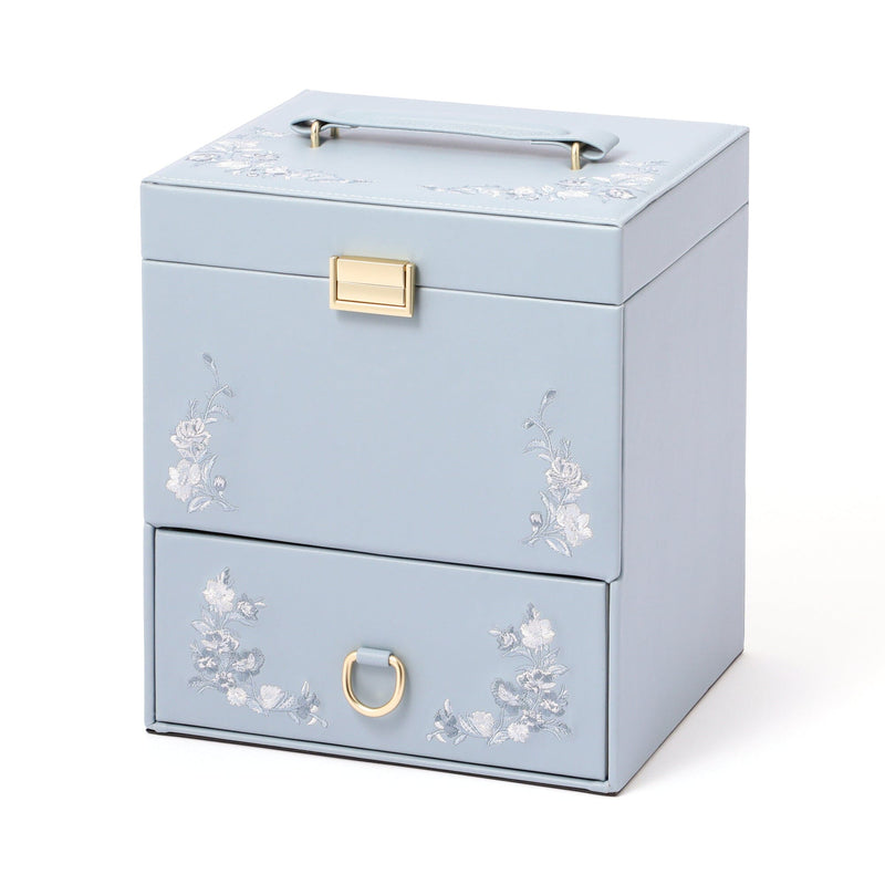 Embroidery Flower Cosmetic Box Blue