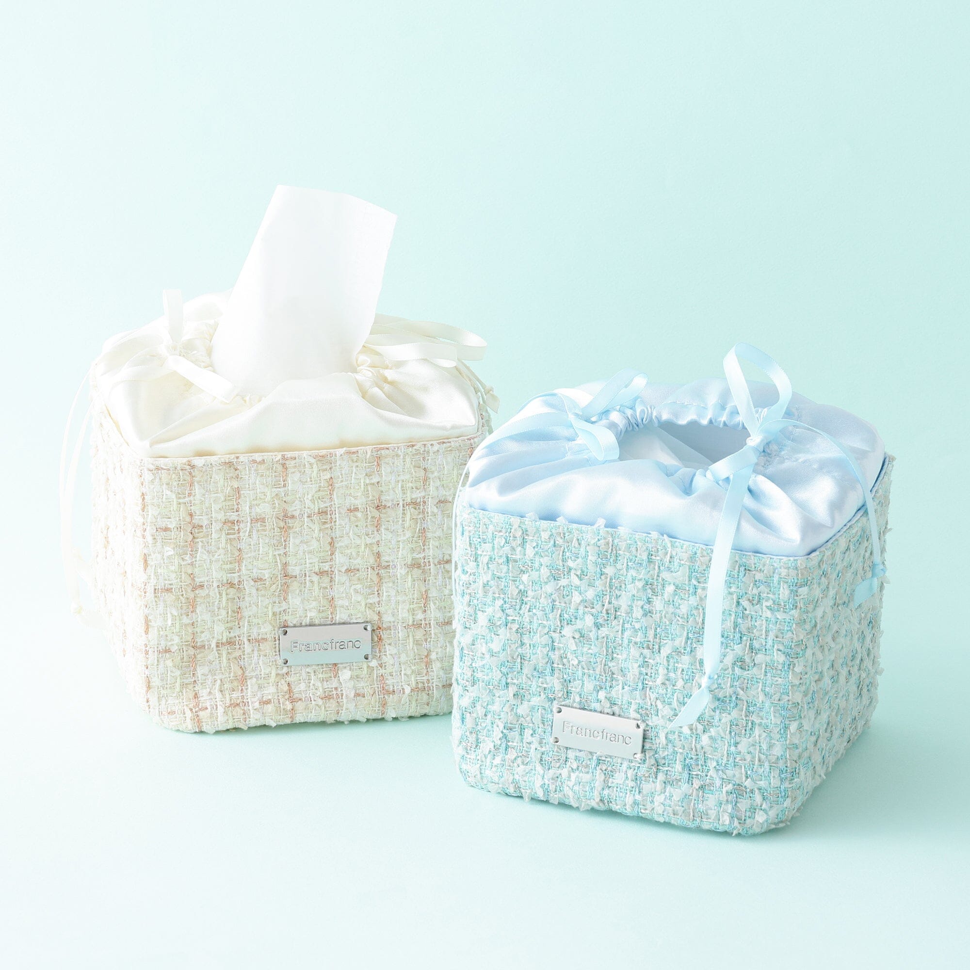 Compact Tweed Tissue Cover Ivory