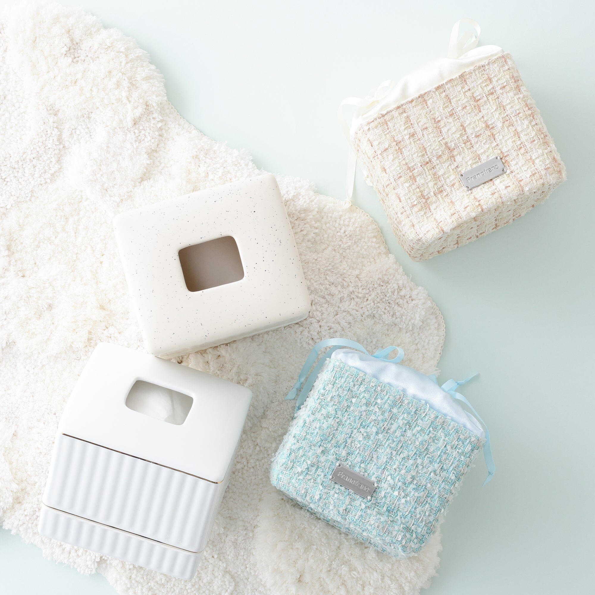 Compact Tweed Tissue Cover Blue