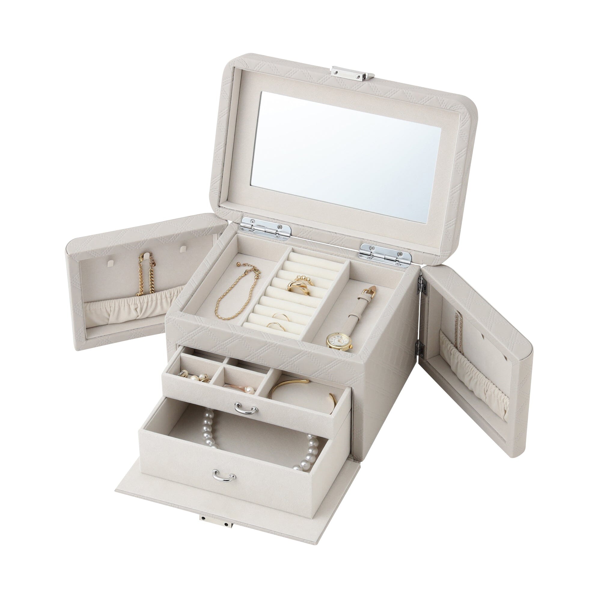 Quilt Jewelry Box Gray