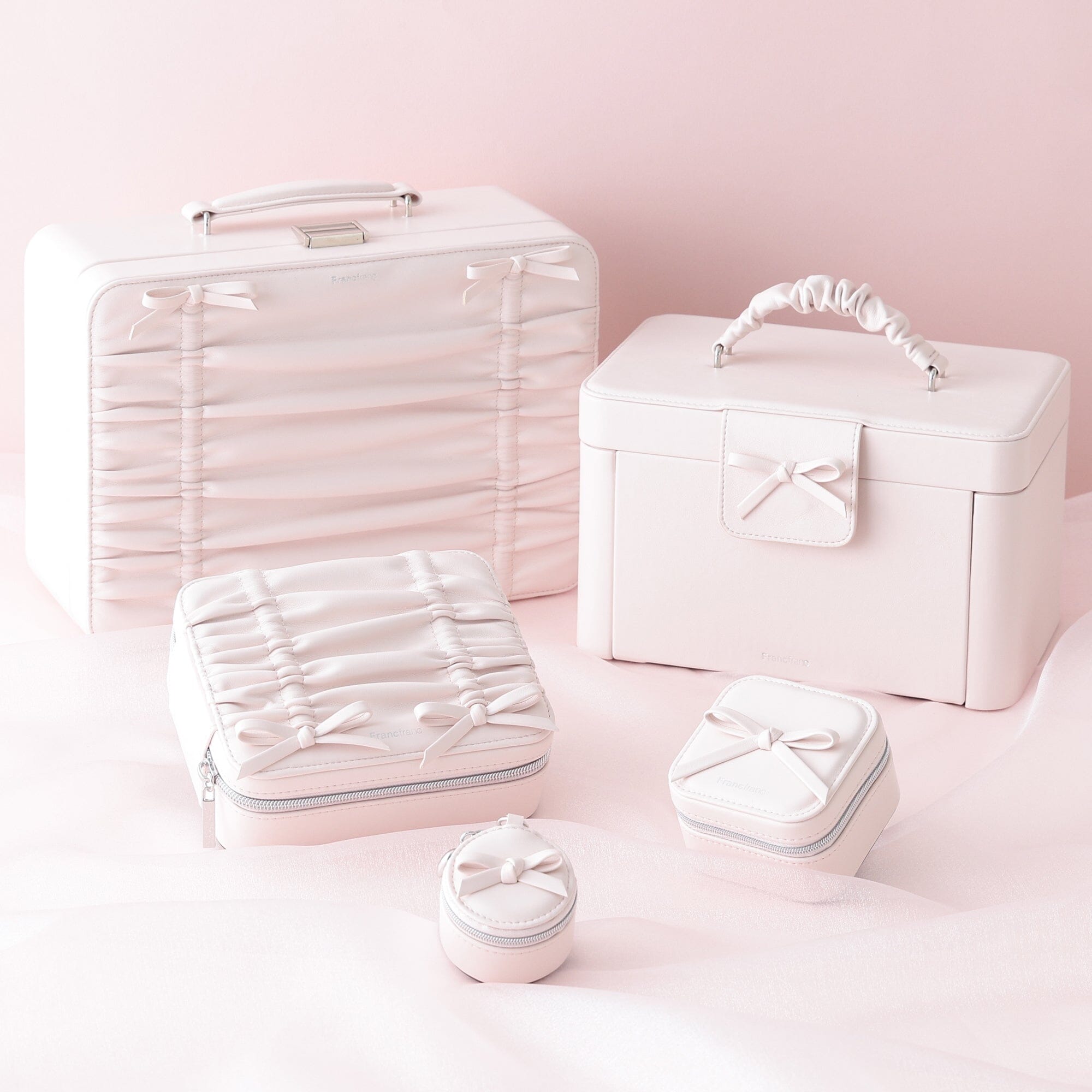 Ribbon Travel Jewelry Box Multi Light Pink