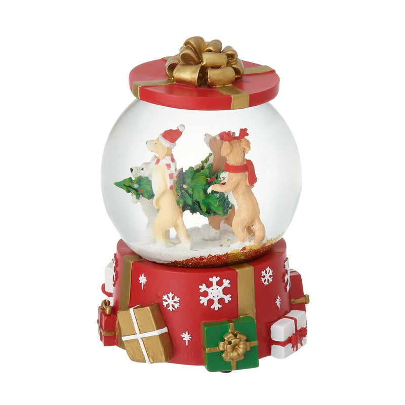 Snow Globe Dog Tree Large Red