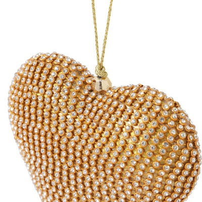 Rhinestone Ornament Heart Gold