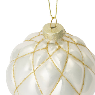 Glass Ornament Check White