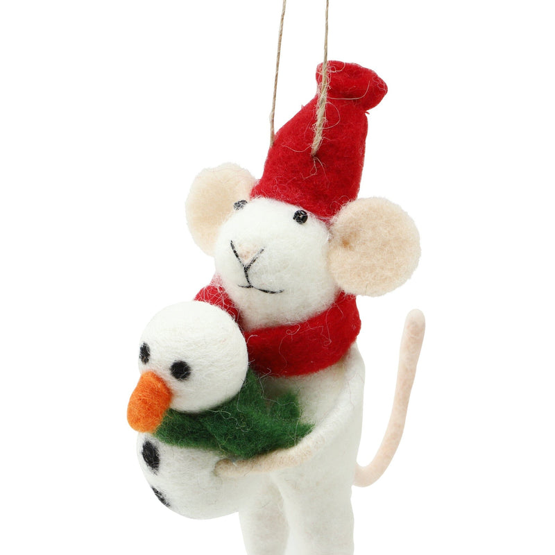 Fabric Ornament Mouse Snowman