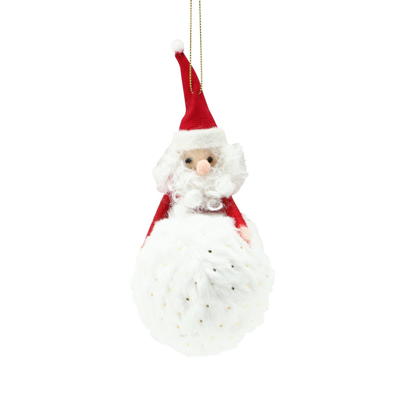 Fabric Ornament Santa Snowball