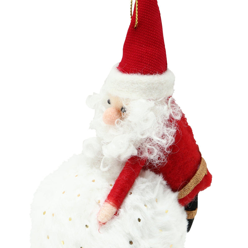 Fabric Ornament Santa Snowball