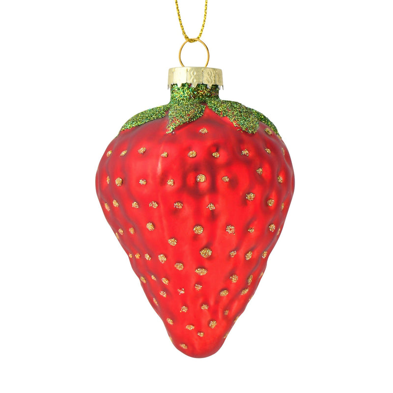 Glass Ornament Strawberry Red