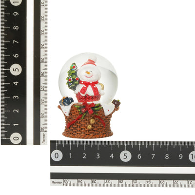 Snow Globe Snowman Basket Small Red