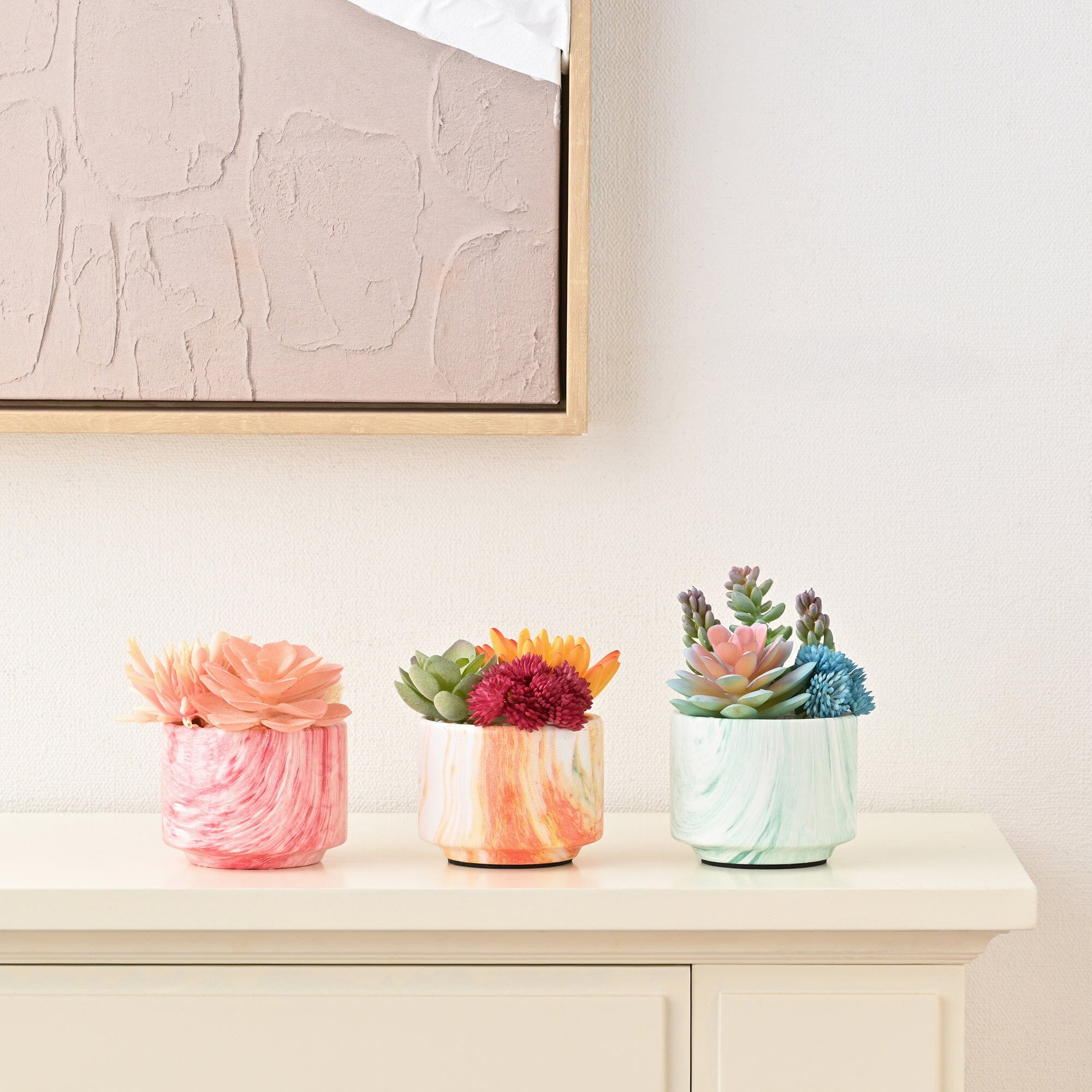 Art Green & Pot Succulent  Orange