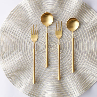 Pair Cutlery 4 Piece Dinner Set  Gold