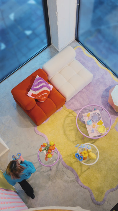 Puffy Sofa Armless Blue W795×D795×H630