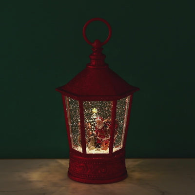 Snow Globe Square Lantern Santa L