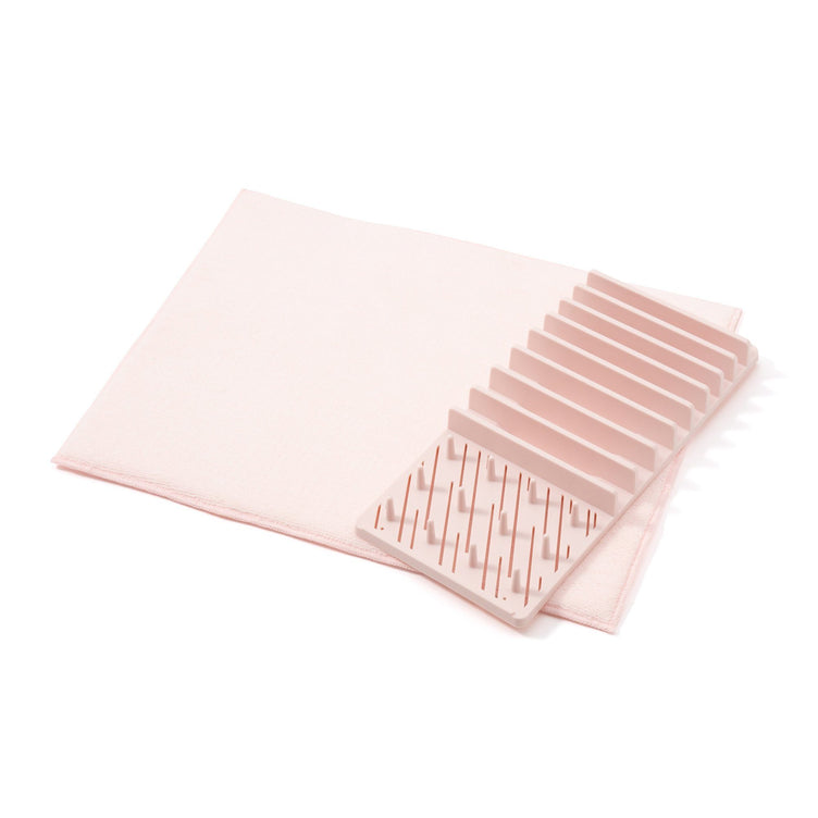 DRYING DISH RACK & MAT SET Pink
