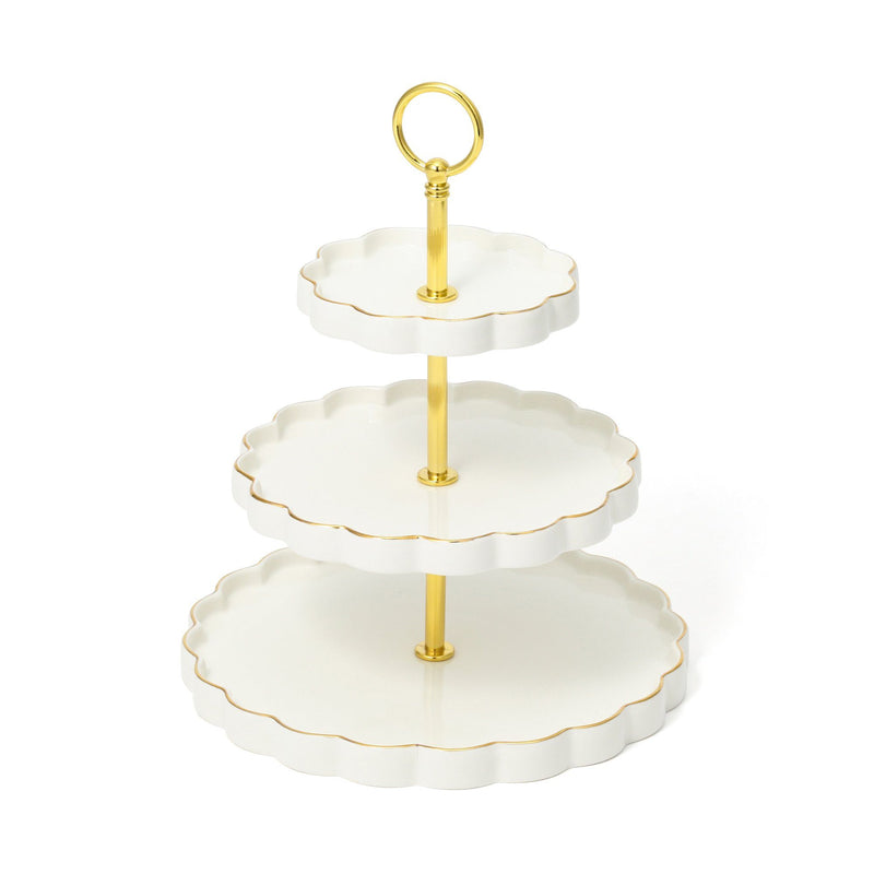 PASTEL SCALLOP STAND 3TIER WHITE