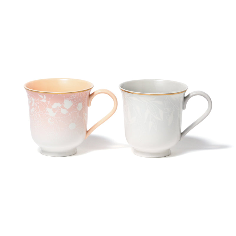 GS PAIR MUG FLOWER & LEAF