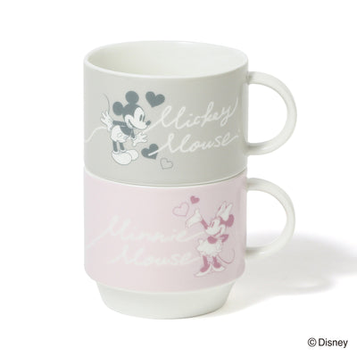 DISNEY PAIR STACKING MUG PINK X GRAY