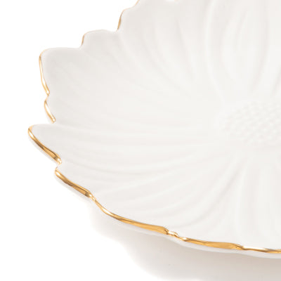 FLOWER MOTIF PLATE SMALL WHITE