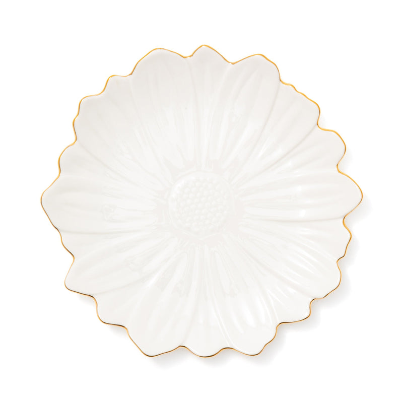 FLOWER MOTIF PLATE MEDIUM WHITE